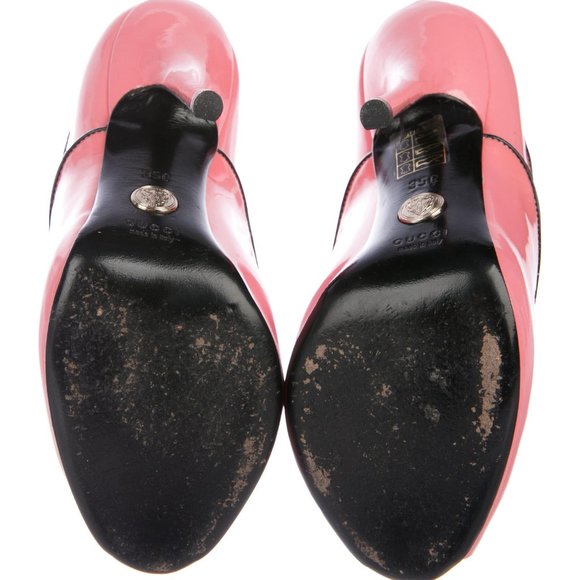 GUCCI Patent Leather Peep-Toe Booties - Picture 4 of 6